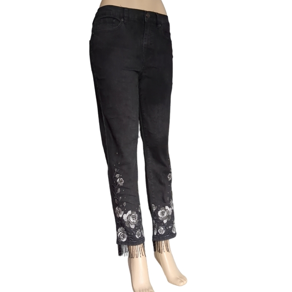 DG2  Diane Black Embellished Beaded Five Pockets Ankle Gorgeous pants Size 8. - Picture 15 of 17